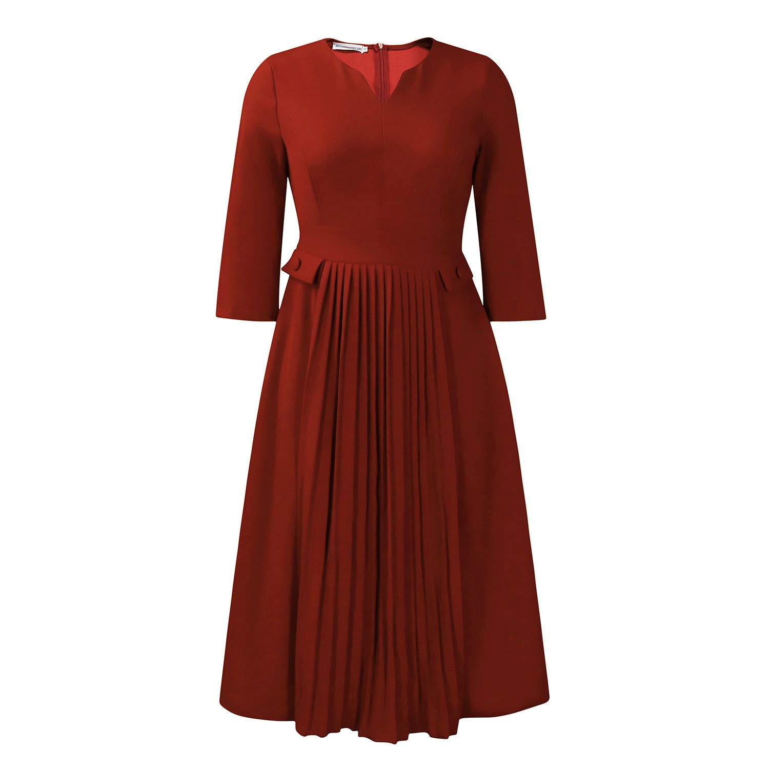 Damen Elegantes Midikleid mit Faltenwurf Stalluxe Braun