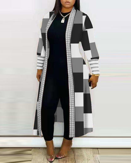 Women's Artistic Print Duster Cardigan Stalluxe
