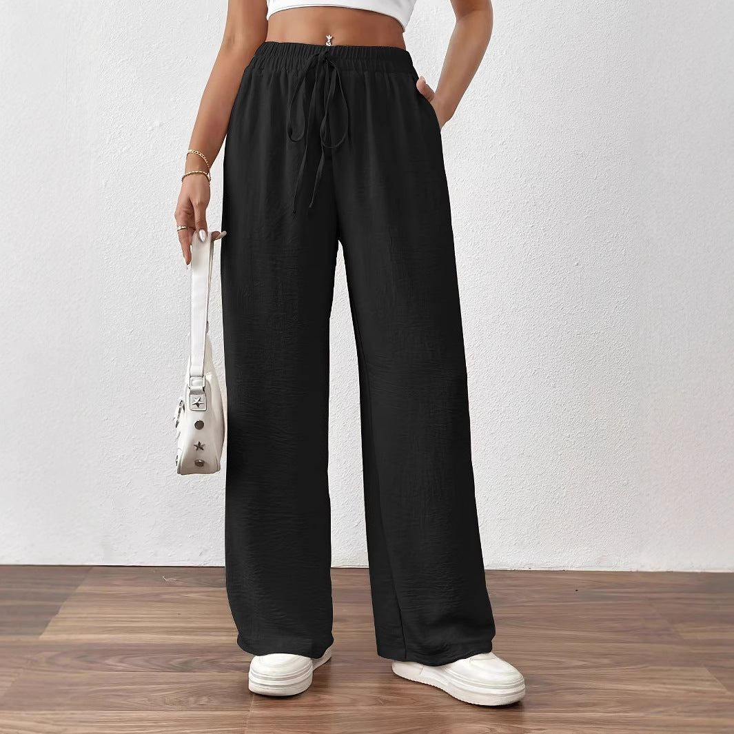 Damen weite Palazzo-Hose mit elastischem Bund und taillierbarem Kordelzug Stalluxe