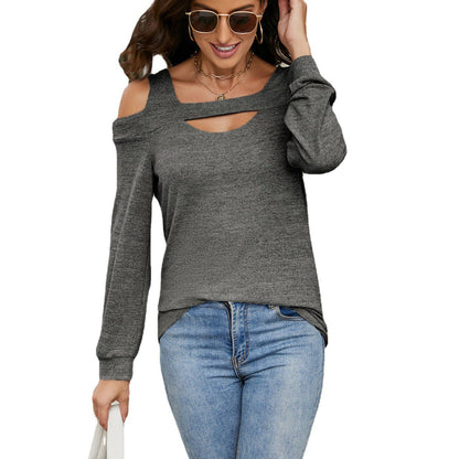 Damen modisches Sweatshirt mit asymmetrischem Ausschnitt Stalluxe Dunkelgrau