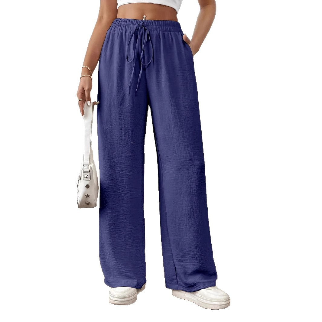 Damen weite Palazzo-Hose mit elastischem Bund und taillierbarem Kordelzug Stalluxe