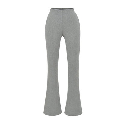 Damen elegante Flared-Hose mit hoch tailliertem Schnitt und feinem Rippdesign Stalluxe