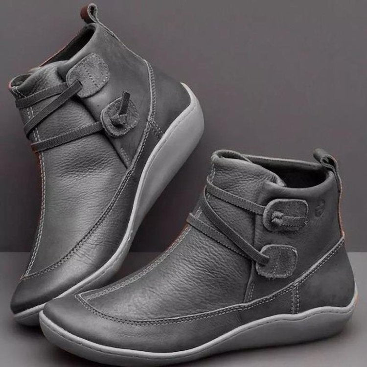 Damen Bequeme Lederstiefeletten mit innovativem Schnallenverschluss Stalluxe