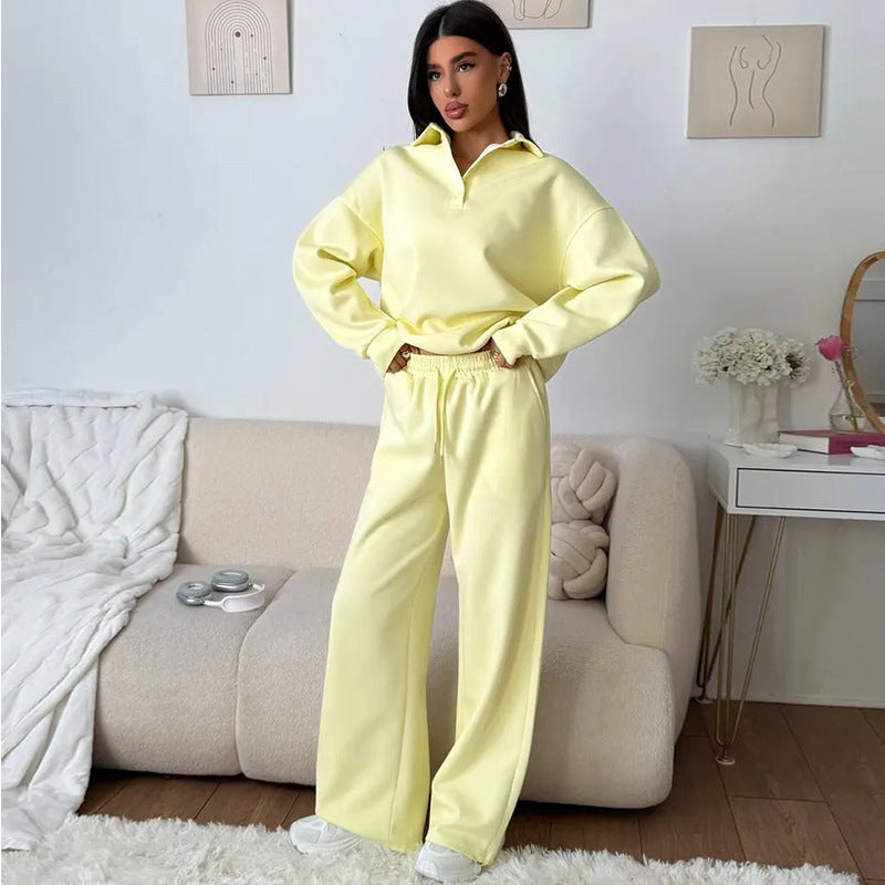 Damen bequemer Poloshirt und lockere Hose Set Stalluxe