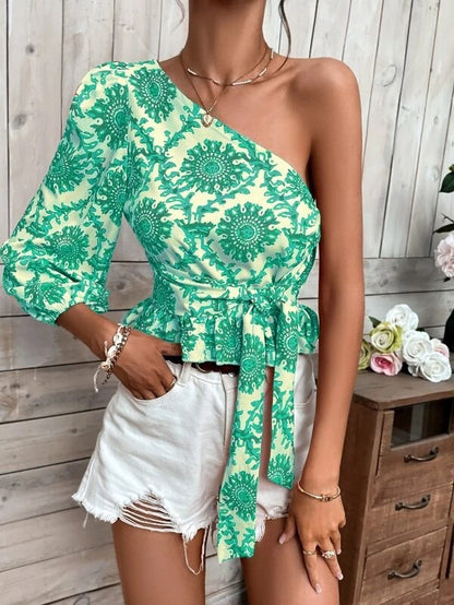 Damen asymmetrisches Ein-Schulter-Peplum-Top Stalluxe