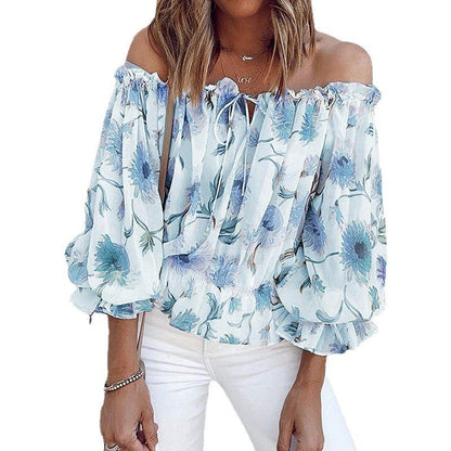 Damen romantische Bluse mit floralem Muster und Volantärmel Stalluxe