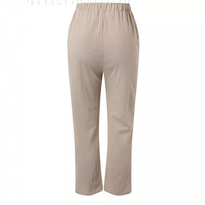 Damen lässige Leinenhose mit elastischem Bund und praktischen Seitentaschen Stalluxe