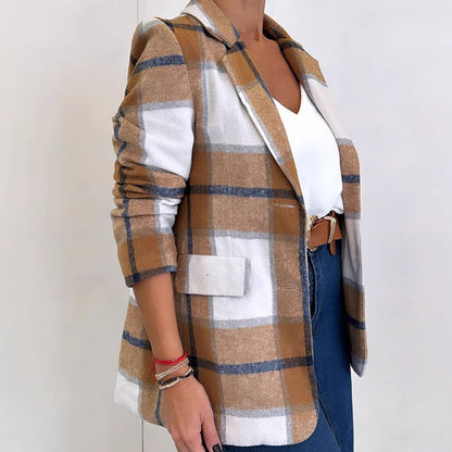 Damen karierter Blazer im Oversized-Stil Stalluxe