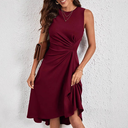 Damen Knielanges Wickelkleid mit asymmetrischem Saum und Raffung Stalluxe
