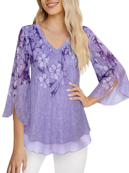 Damen Blumengemusterte Viskosebluse mit weiten Ärmeln Stalluxe