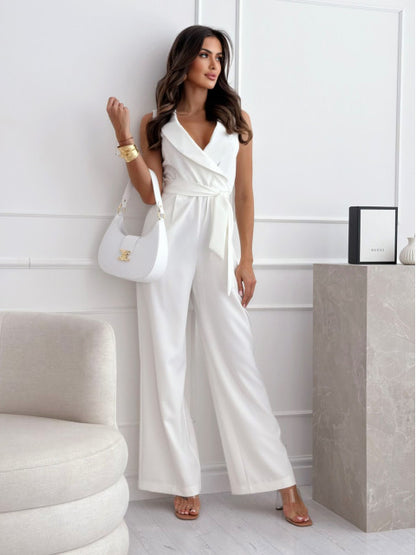 Damen eleganter Jumpsuit mit Wickeldesign und tailliertem Schnitt Stalluxe