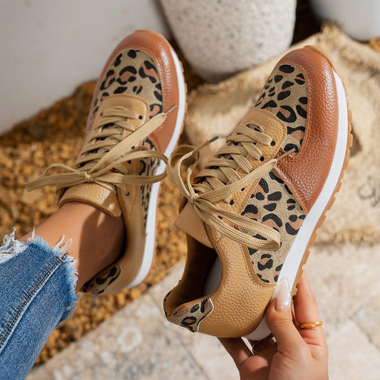 Damen Sneaker mit Leopardenmuster und atmungsaktiver Sohle Stalluxe