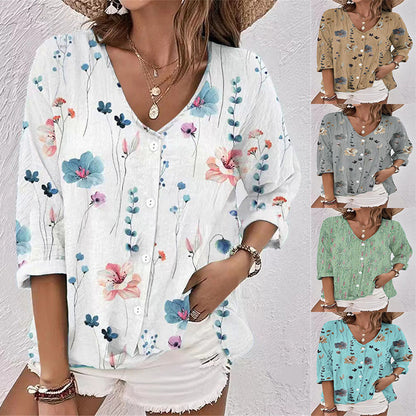 Damen Bluse mit floralem Design und knöpfbarer Vorderseite Stalluxe