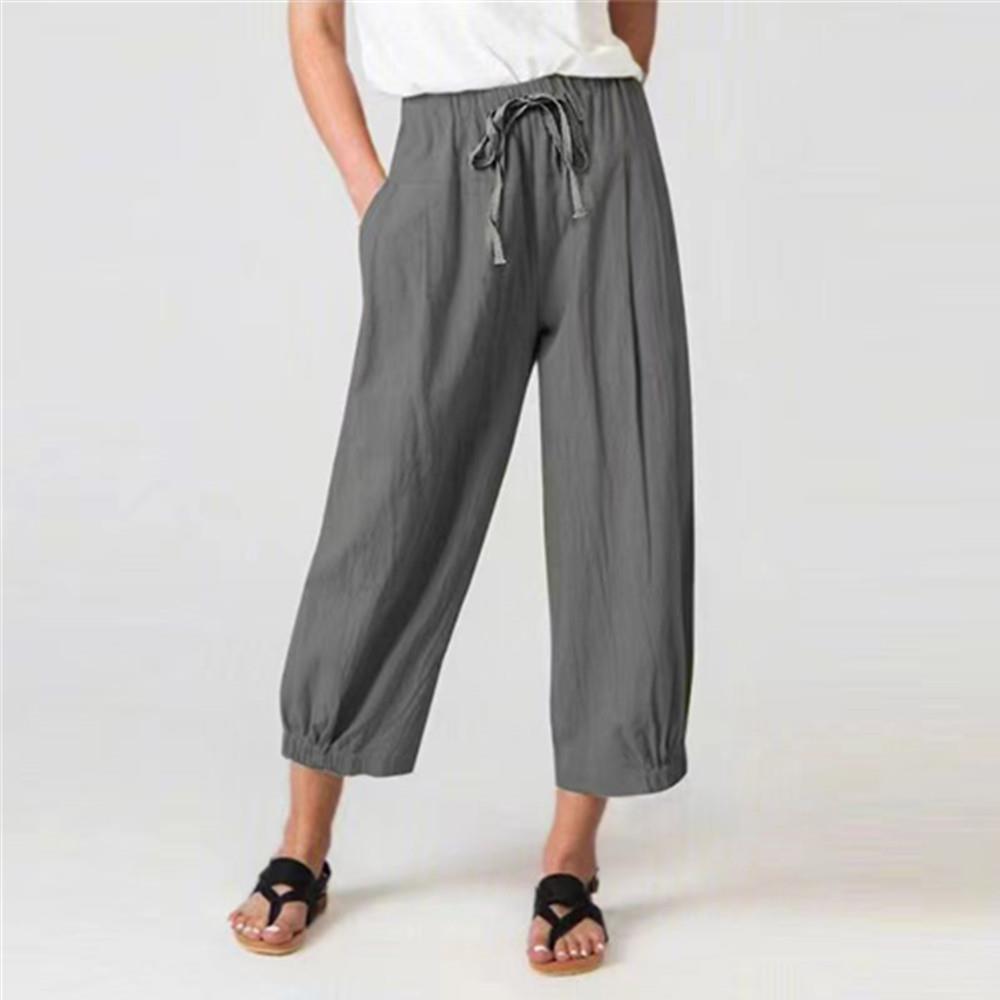 Damen Luftige und bequeme Sommerhose mit Gummizug und Knöchellänge Stalluxe
