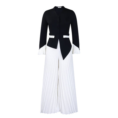 Damen Plissee Jumpsuit mit eleganter Blazerjacke und Raffdetails Stalluxe