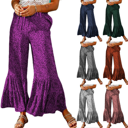 Damen Weite Palazzo-Hose mit voluminösem Saum und elastischem Bund Stalluxe