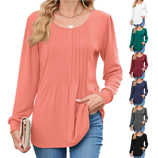 Damen Langarmshirt mit dekorativen Falten Stalluxe