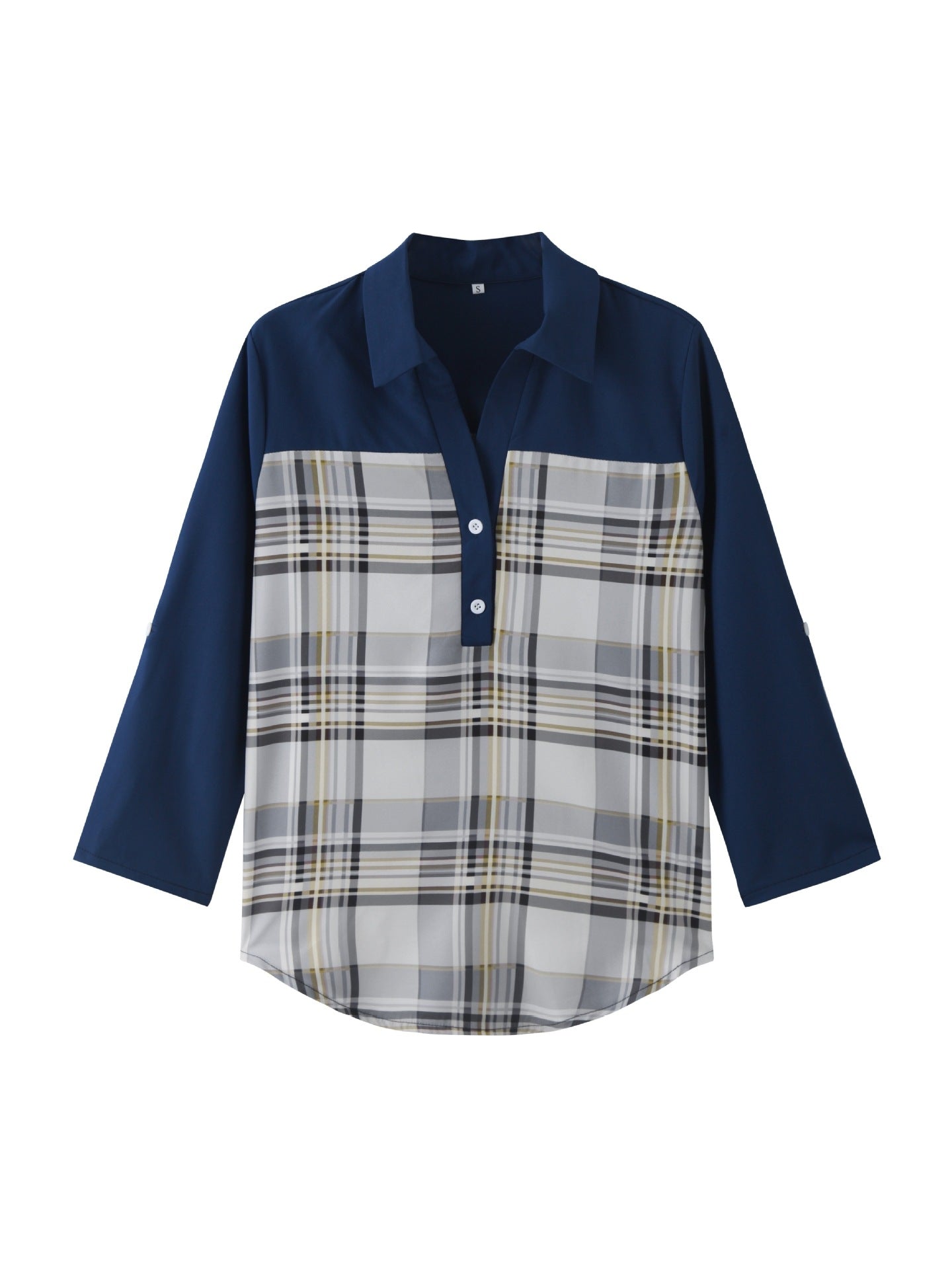 Damen Bluse mit modischem Karomuster und eleganter Knopfleiste Stalluxe