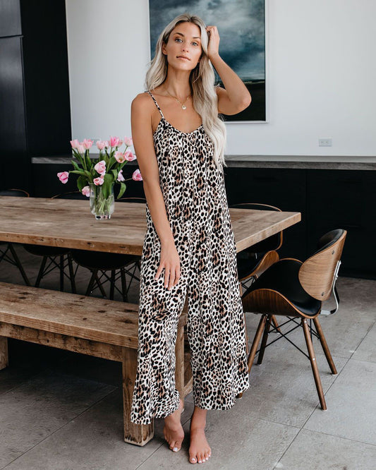 Damen Elegantes Jumpsuit mit Spaghettiträgern und weitem Bein Stalluxe