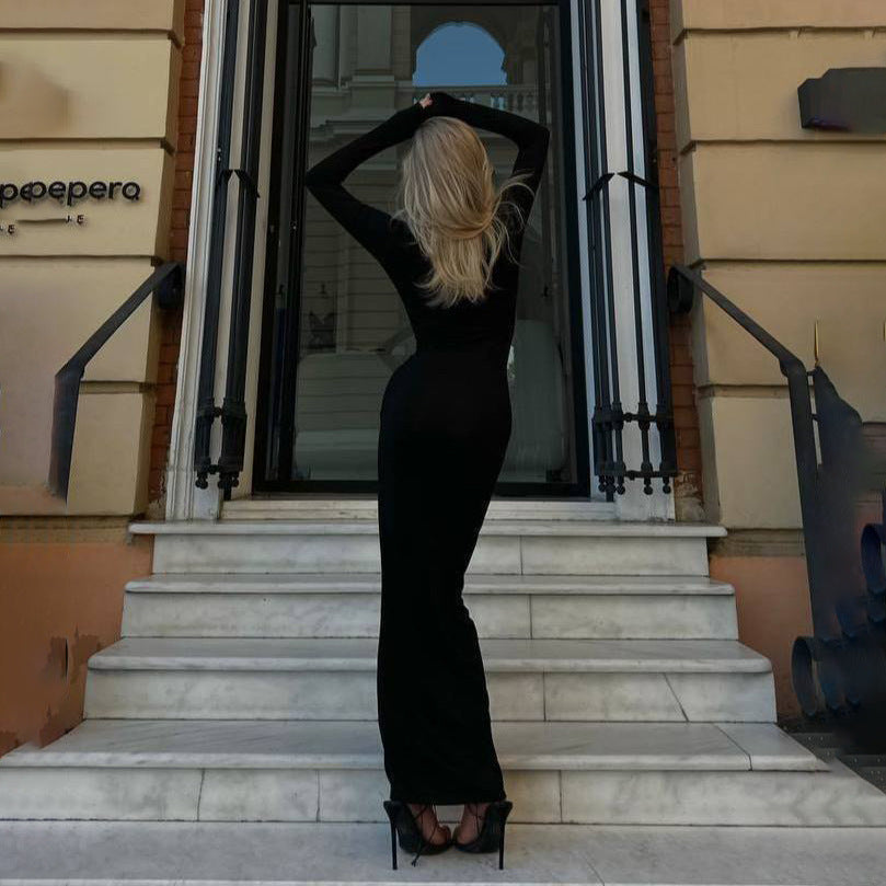 Damen Maxikleid mit tiefem Ausschnitt und raffiniertem Cut-Out Stalluxe