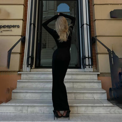 Damen Maxikleid mit tiefem Ausschnitt und raffiniertem Cut-Out Stalluxe