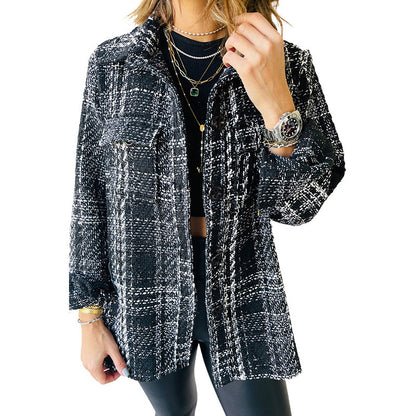 Damen Karierte Overshirt-Jacke mit Taschen und lässigem Schnitt Stalluxe