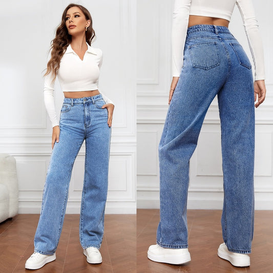 Damen Weit geschnittene Jeans mit hohem Bund und stylischem Schnitt Stalluxe