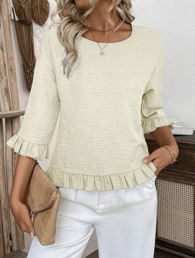 Damen lässige Bluse mit Rüschen Stalluxe