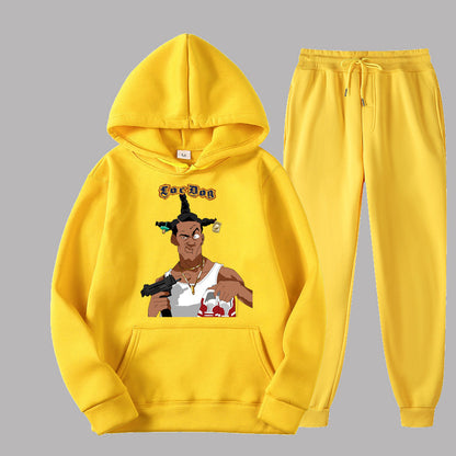 Damen lässiges Hoodie- und Jogginghose-Set mit künstlerischem Grafikdruck Stalluxe
