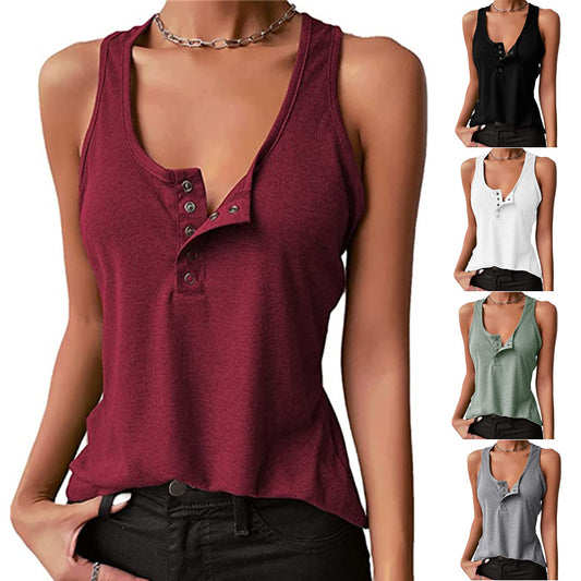 Damen Sportliches Trägershirt mit Knopfleiste Stalluxe