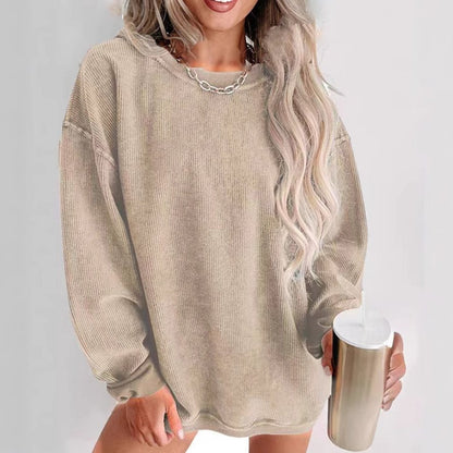 Damen Lässiges Sweatshirt mit Rippstruktur und weitem Schnitt Stalluxe