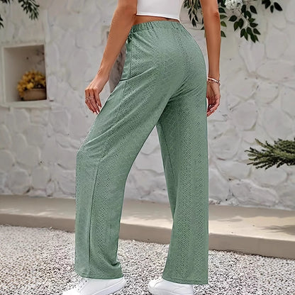Damen weite Hosen mit eleganten Lochmuster und hohem Bund Stalluxe