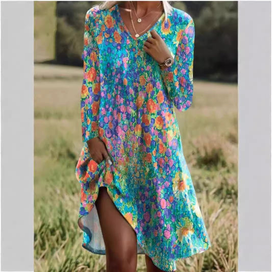 Damen Freizeitkleid mit modischem V-Ausschnitt und Seitenschlitz Stalluxe