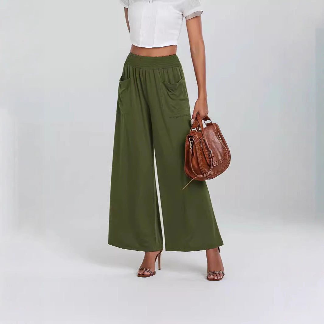 Damen Weite Palazzo-Hose mit elastischem Bund und Taschen Stalluxe