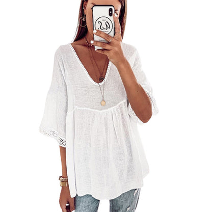 Damen Elegantes Blusenshirt mit Spitzenbesatz Stalluxe