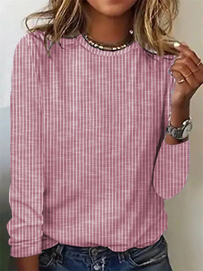 Damen lässiges Langarmshirt mit feinen Streifen Stalluxe