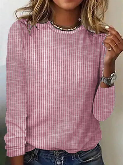 Damen lässiges Langarmshirt mit feinen Streifen Stalluxe