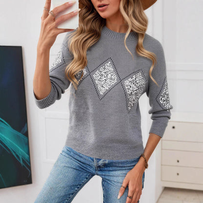 Damen Glitzernder Pullover mit Diamantmuster Stalluxe
