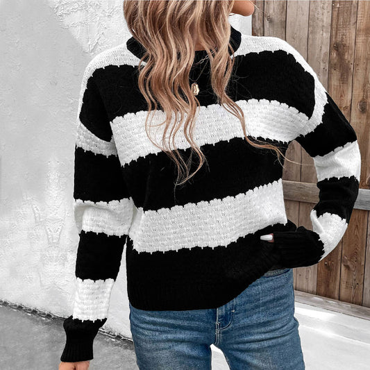 Damen gestreifter Strickpullover Stalluxe