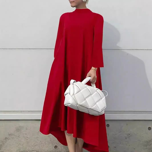 Damen Maxikleid mit asymmetrischem Schnitt und hohem Kragen Stalluxe