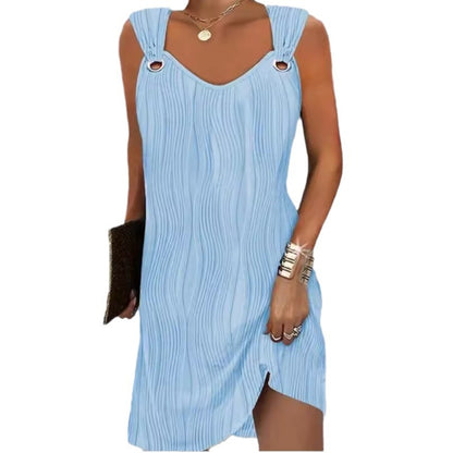 Damen Sommerkleid mit Wellenmuster und dekorativen Trägern Stalluxe