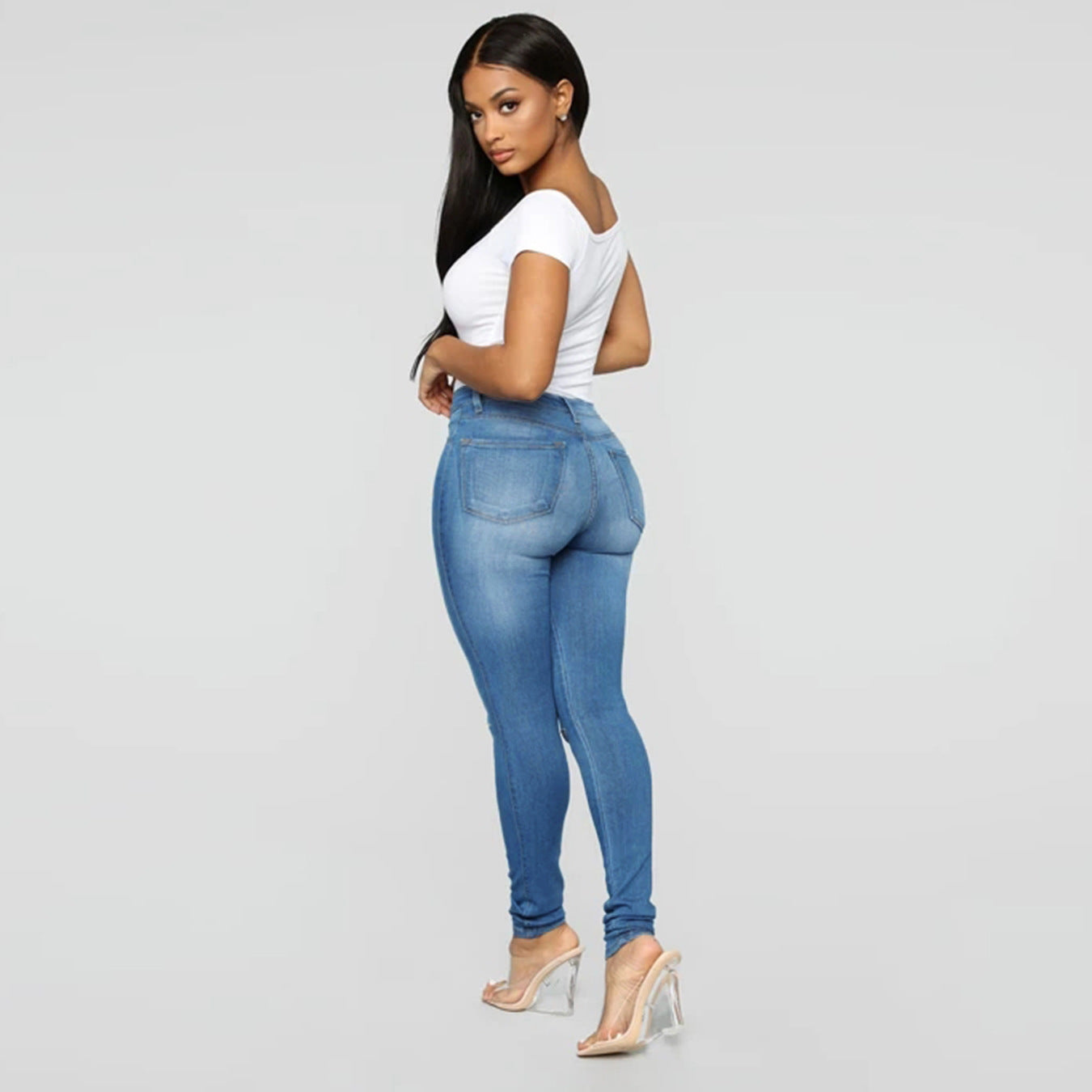 Damen Hochtaillierte Skinny Jeans mit modischen Rissdetails und eleganter Passform Stalluxe