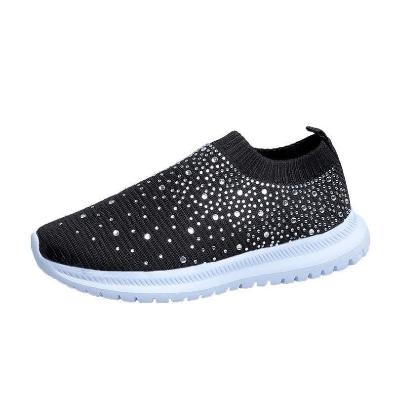 Damen Sportliche Slip-On Sneakers mit funkelnden Strassapplikationen Stalluxe