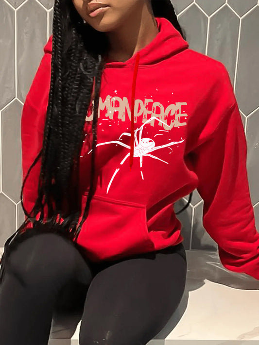 Damen Kapuzenpullover mit kreativem Spinnenmotiv und bequemer Passform Stalluxe
