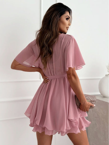 Damen Wickelkleid mit fließendem Chiffon und eleganter Raffung Stalluxe