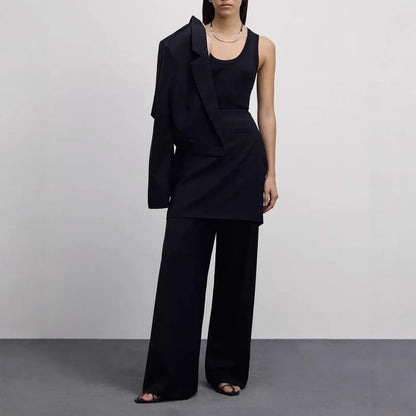 Damen modernes Blazer-Hosen-Set mit cropped Schnitt und weitem Bein Stalluxe
