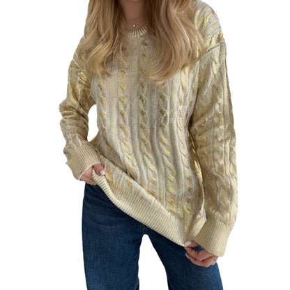 Damen Grobstrickpullover mit detailliertem Zopfmuster und oversized Schnitt Stalluxe