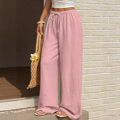 Damen weite Palazzo-Hose aus leichtem und atmungsaktivem Material mit elastischem Bund Stalluxe