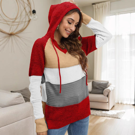 Damen Layered Kapuzenpullover mit atmungsaktiver Struktur und modischem Farbblockdesign Stalluxe