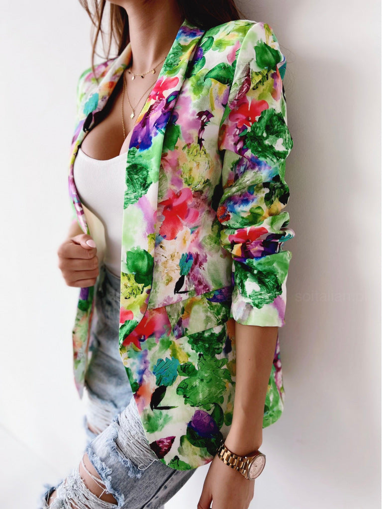 Damen Blumenmuster Blazer Stalluxe